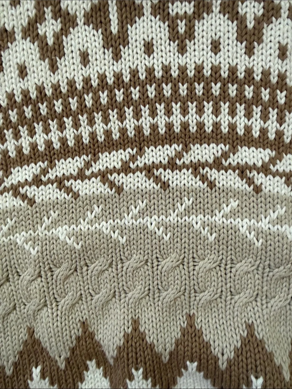 Woods & Gray Men's Crewneck Fair Isle Sweater in Cream and Tan sz l